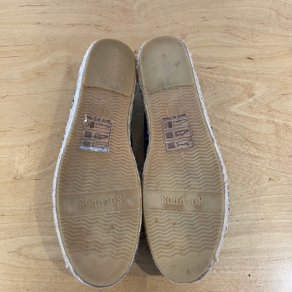 Soludos Espadrille Slip On Shoes Women's Size 8.5 Blue & White Canvas Casual - Picture 5 of 7
